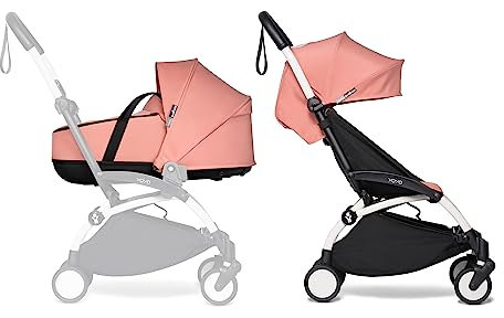 BABYZEN Cochecito Completo YOYO2 - Incluye YOYO Capazo (Ginger), Chasis (Blanco) & YOYO Pack 6+ Color (Ginger) - Para Niños Hasta 22 kg