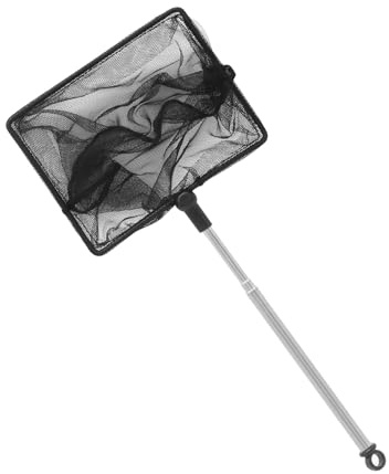 Waziaqoc Aquarium Fish Net, 5 Inch Soft Fine Deep Mesh Net, Stainless Steel Fish Tank Long Extendable Handle for Fish, Shrimp, Food Residue Debris Skimming