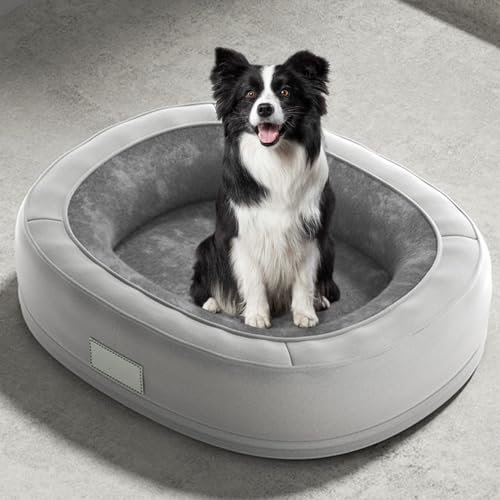 RUYICZB Orthopädisches Hundebett Rund, Donut-Design Anti Stress Hundekissen Hundesofa Katzenbett Für Nacht, Katzenkörbchen Warm Winter, Memory Foam Hundekorb Weiche Polsterung,Dark Gray,L