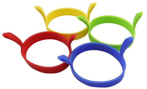 Sarini 4-pack äggringar för stekning, non-stick stekt äggring silikon ägg stekring ägg matlagningsringar värmebeständiga pannkaksringar form runda äggformar för stekning perfekta ägg mcmuffin crumpets