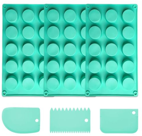 Stampi Cilindrici Da 3 Pezzi E Raschietti In Plastica Da 3 Pezzi, Utensili Da Forno, Stampi In Silicone Per Preparare Torte, Cioccolatini, Cubetti Di Ghiaccio E Dessert