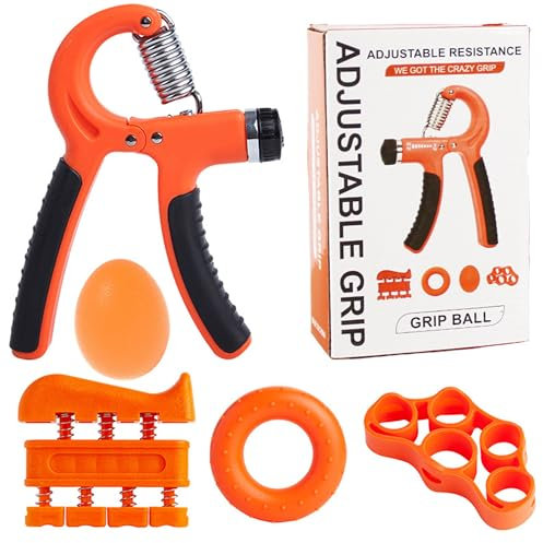 Tking Handtrainer Fingertrainer Set Verstellbarer Grip Griffkraft Trainer Unterarmtrainer Finger Trainingsgerät Handgelenk Trainer Trainingsring Stressabbau Griffkugel (Orange Ohne Zählfunktion)