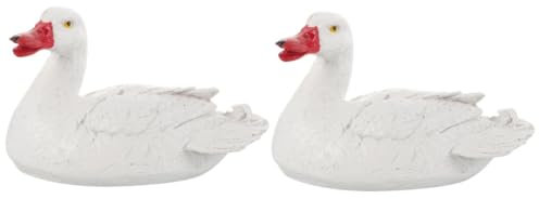 Sosoport 2Pcs Enten Statue Schwanengartenskulptur Schwan-Modell Gartenvogelstatue Schwimmendes Schwanenmodell Gartenteich Animal Figures Aqua Fälschung lebensechtes Harz