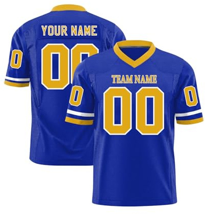 Custom American Football Jersey for Men Women Youth Preschool Quick Dry Breathable T Shirt Personalized Sports Jerseys Printed Team Logo Name Number Blue