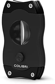 Colibri – V-Cut Zigarrenschneider mit Federauslöser & messerscharfer Klinge – Cigar Cutter für tiefen 7 mm Kerbschnitt – Zigarren Zubehör für 60+ Ringmaß-Zigarren (Schwarz)