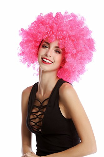 WIG ME UP - PW0011-PC5 Perücke Afroperücke Afro 70er Jahre Party Partyperücke Funk Funky Disco Foxy Rosa Pink