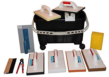 Profi Fliesenleger Waschset Fliesenwaschset Fliesenwascheimer + Fliesenlegerwerkzeuge Fliesenwaschbretter Fliesenlochzange uvm. + GRATIS 2 x Wascheimer Beutel