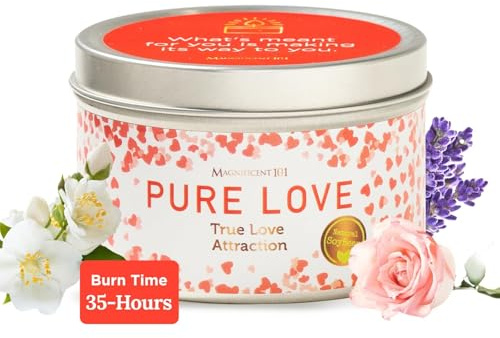 MAGNIFICENT 101 aromathérapie de Pure Love Valentine Day Bougie pour l'amour activité, Romance-Sage Rose Lavande parfumée, Cire de soja Naturel tin pour la Purification et la guérison Chakra