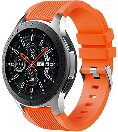 Dirrelo Bracelet Compatible avec Samsung Galaxy Watch 3 45mm/Galaxy Watch 46mm/Huawei GT 2 46mm,22mm Souple Silicone Sport Remplacement pour Samsung Gear S3 Frontier,Hommes Femmes, Orange