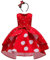 Minnie Mouse Kleid Mädchen Weihnachten Karneval Halloween Verkleiden Kostüm Vintage Polka Dot Prinzessin Tutu Hi-Lo Partykleid mit Maus Ohren Stirnband Geburtstag Festlich Outfit Rot 8-9 Jahre