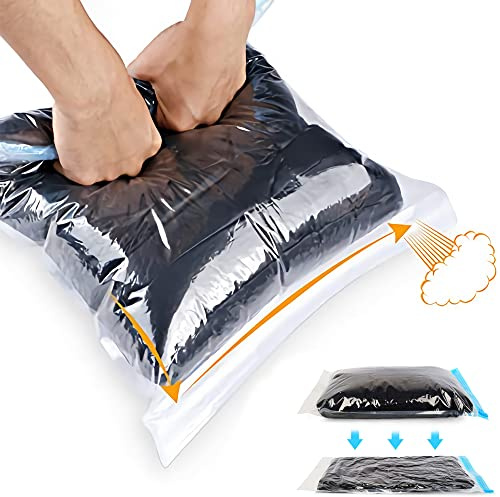 Kompressionspåsar – resetillbehör – 10-pack utrymmesbesparande väskor – ingen dammsugare eller pump behövs – vakuumförvaringspåsar för nödvändigheter – packningsarrangörer i hemmet (blå)