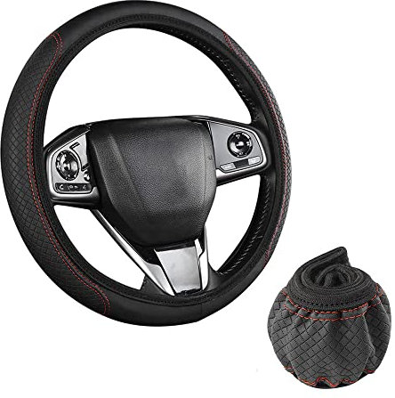 SRunDe Universal Auto Lenkradhülle Lenkradbezug aus Microfiber Leder 37-39CM Lenkradschutz in Universal Atmungsaktive Lenkradbezug Anti Rutsch Premium Lenkradbezug Alcantara für Universelles Auto