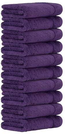 Luckytowel Duschtuch Set 70x140 cm – Oeko-TEX Badetücher aus 100% Baumwolle mit 600 g/m² – Badehandtuch groß mit Aufhängeschlaufe – flauschig & saugstark – Frottee Handtücher Set – 10er Pack Lila