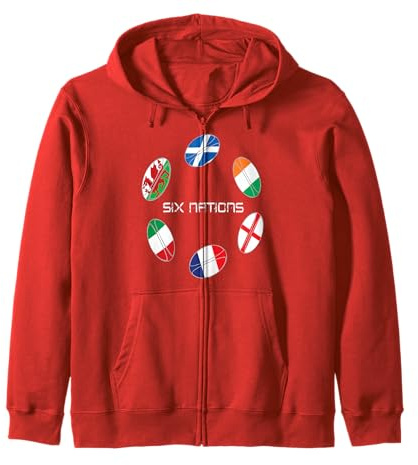 Maglietta Rugby Six Nations Felpa con Cappuccio