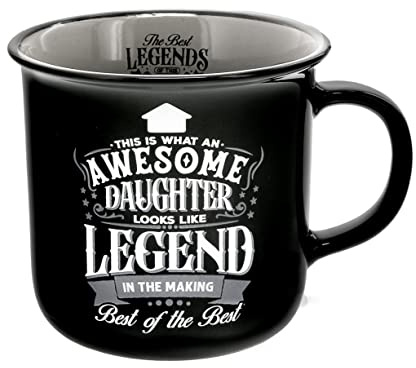 Pavilion Gift Company - Awesome Daughter - Ceramic 13-ounce Campfire Double Sided Mug, Gifts to Daughter, 1 Count, Black/Gray