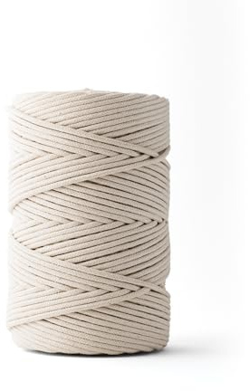 SNURO Baumwoll Seil (3 mm, 160 m, Natur) - Geflochtenes Baumwollseil für viele Projekte - Waschbare Schnur für Häkeln & Stricken - Regenerierte Baumwolle für Makramee & DIY - Bruchkraft 46 kg