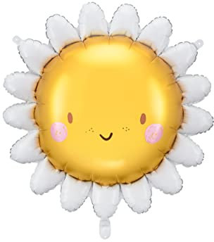 XXL Ballon Sonne Geburtstag Folienballon süße Sonne Luftballon Gänseblümchen Geschenk Kinder Kindergeburtstag Sommerfest Babyparty, mit Trinkhalm