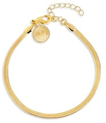 SINGULARU - Pulsera Lisse S. Acero con Acabado en Baño de Oro de 18 Kt. Cadena Plana. Talla Única 16 cm con Alargador 3 cm. Joyas para Mujer