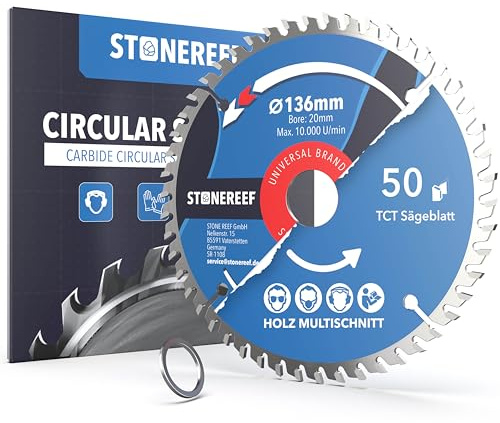 Sågblad 136 x 20 - Cirkelsågblad [inkl. adapter till borrning 20 & 16 mm], kompatibel med vinkelslip från Bosch, Makita etc. - Sågblad cirkelsåg, nagelsäker - för trä