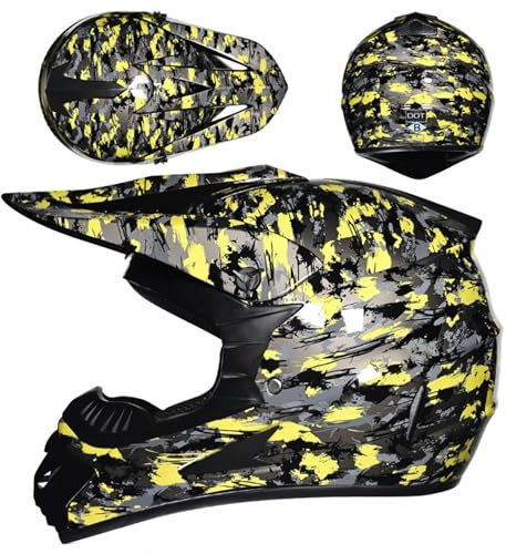 Casco de Motocross Casco de Motocicleta Casco de Carreras de Motos Downhill Casco Integral MX Casco Cross Enduro Quad Mountain Casco para Mujeres Hombres Adultos,ECE Homologado I,L=59-60cm