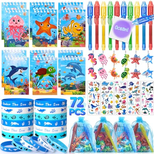 Toyssa Animales Marinos Detalles Cumpleaños Niños Relleno Piñata Cumpleaños Infantil Regalitos Cumpleaños Invitados Niños con Boligrafo Tinta Invisible Libreta Llavero Tatuajes Colegio Fiesta Oceano