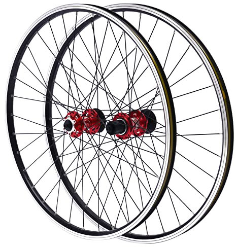Jeu de roues de VTT 29 , en alliage d'aluminium, pour boîte de vitesses ouverte, roue arrière (135 mm) et roue avant (100 mm), moyeu rouge
