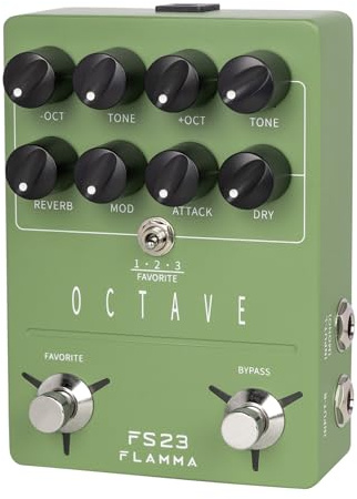 FLAMMA Octave Guitar Pedal FS23 Pitch Shifter Pedal with Modulation, Reverb, and Slow-attack for Electric Guitar, True Bypass