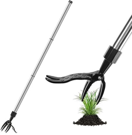 rflaueo 1pc Garden Weed Puller Root Removal Tools Movstriker Weed Remover Tool with Long Handle Dandelions Root Remover with Metal Weeding 4 Claws Head for Garden Lawn(U233-1)
