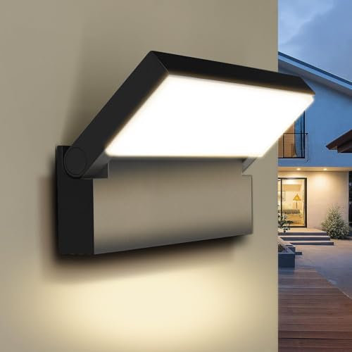 EBION AußEnlampe Aussenlampe Wand Mit 90°Schwenkbar Led Panel, Moderne Wandleuchten Aussen, AußEnwandleuchten AußEnleuchtn Wandleuchte IP65 Aluminiumguss für Garten Terrasse Balkon, 4000k, Anthrazit