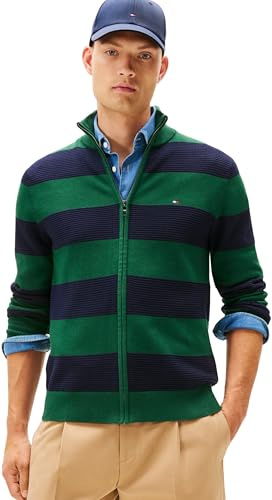 Tommy Hilfiger Block Stripe Cotton Zip Through Mw0mw41483 Suéter con Cremallera Hombre (Pack de 1)