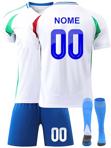 Maglietta da Calcio Personalizzata per Bambini, Set maglia Calcio Bambino Personalizzabile - Maglia con Stampa Nome/Numero 24/25 - Divisa Completa Casa o Trasferta - T-Shirt, Short maglia nazionale 02