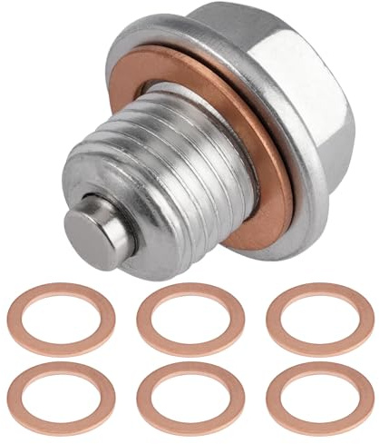 Tapón Magnético Drenaje Aceite M14x1,5, Tornillo Carter Aceite, con 6 Piezas Junta de Cobre, Tornillos de Acero Inoxidable para Cárter de Aceite, Tapon Carter, para Coche, Barco, Motocicleta
