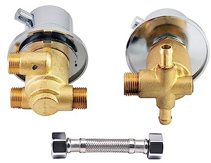 Split Type Thermostatic Shower Cabin Faucet Tap Shower Bath Brass Mixer Diverter 2/3/4/5 Output Screw Thread/Intubation Thermostat Faucets, Brass Core Cartridage(2 way,Intubation)