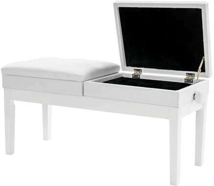 Queeucaer Sgabello per pianoforte, design a 2 posti, regolabile in altezza, seduta morbida imbottita, per insegnanti e studenti, esibizioni duo