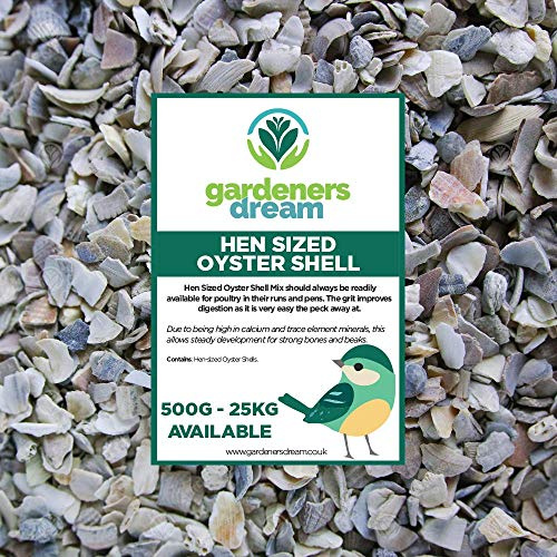 GardenersDream Hen Sized Oyster Shell | Premium Quality Poultry Feed | Calcium Filled Grit Food for Animals | Improves Digestion and Development for Strong Bones & Beaks | Natural Mixture (1kg)