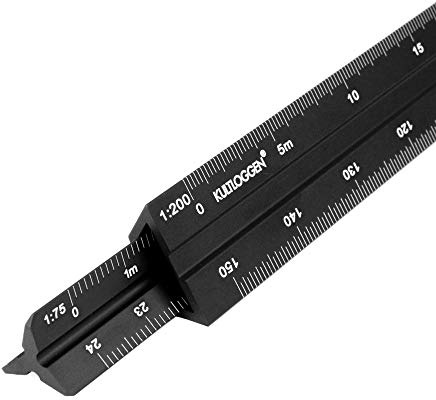 2 pièces Échelle triangulaire Règle Aluminium d'ingénieurs Kutch règle de triangle gravé au laser