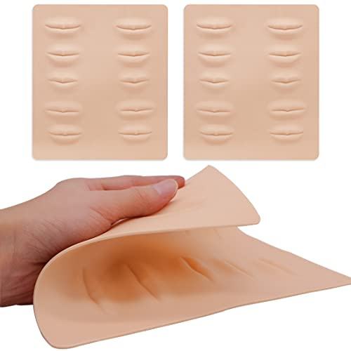 Gefälschte Make-up Silikonhäute Lippen 3 Stücke 3D Microblading Permanent Makeup Tattoo Übungshaut 21,5 x 18.5 CM für Tätowierer und Anfänger