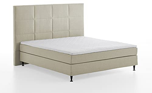 Atlantic Home Collection Letto a molle con testiera extra alta Ryan, color crema, 180 x 200 cm