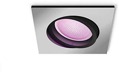Philips Hue White & Color Ambiance Einbauspot aluminium Centura, 1er Pack, 230lm, eckig, dimmbar, 16 Mio. Farben, steuerbar via App, kompatibel mit Amazon Alexa (Echo, Echo Dot), alte Generation