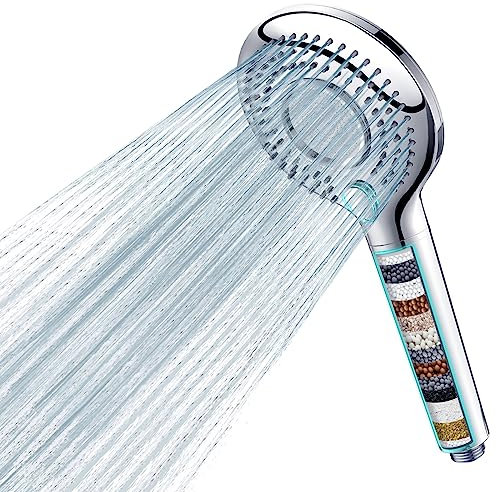 MEKO Alcachofa de Ducha con Filtro de 15 Pasos, Alcachofa Ducha Antical con Manguera de 1.5M, Filtro Ducha 3 Modos de Rociado Alcachofa de Alta Presión