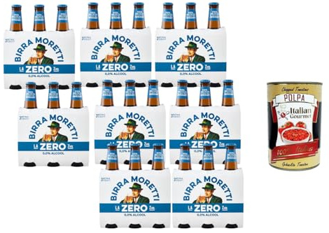 BIRRA MORETTI - Botellas de cerveza sin alcohol (24 unidades, 0 % alcohol, 0,33 l, 400 g)