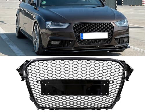 DM Autoteile 2-4130 Kühlergrill Wabengrill komplett Schwarz glänzend mit PDC passend Audi A4 B8 Facelift 11-15 nicht RS4