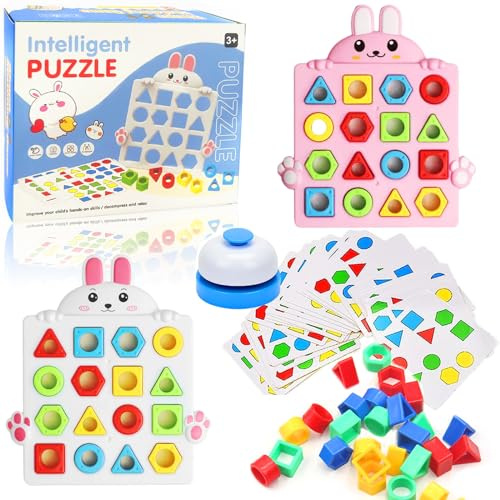 Jastown Juego De Emparejamiento De Forma con Tarjeta, Juego De Emparejamiento De Color De Geometría Cognitiva,Shape Matching Game,Color Sensory Educational Toy para niños de 3 4 5 6 10 años