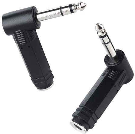 Cable Matters 2-Pack Adattatore TRS ad angolo retto - Adattatore ad angolo retto da 6,35 mm/Connettore audio da 1/4 TRS diritto ad angolo retto per apparecchiature audio professionali