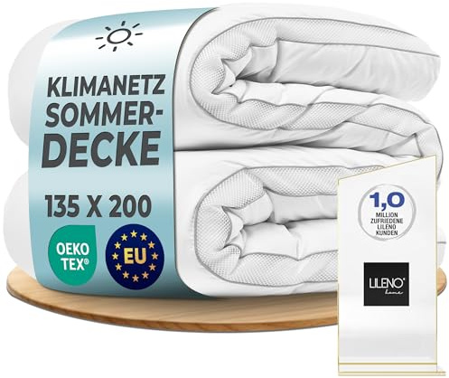 LILENO HOME Premium Sommerdecke 135x200 cm [1er Set] mit CoolComfort Klimanetz - extra weiche Bettdecke 135x200 cm - perfekt als leichte Sommer Decke - waschbar bis 95°C