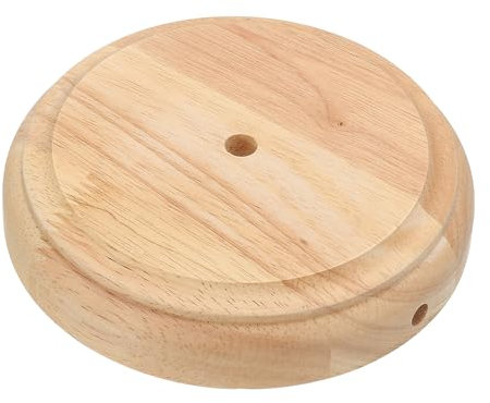 PATIKIL 5.5 x 1.3 Wooden Lamp Base, Round Solid Wooden Base Wood Desk Lamp Display Stand Replacement for Bedroom Bedside Table Lamps DIY