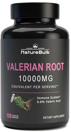 NATUREBULK Valerian Root Capsules -Equivalent to 1,0000mg, 4X Concentrated Extract - Highly Concentrated, 120 Capsules