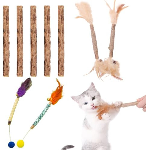 NJCXOLA 9 Stück Katzenminze Sticks, Catnip Katzen Kauhölzer Sticks für Katzen Zahnpflege & Gegen Mundgeruch Natürlich Sicher Katzensticks Kausticks