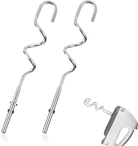 2 Stück Knethaken für Handmixer, Edelstahl-Knethaken Brothaken Mixer Handmixer Aufsätze Kompatibel mit KHM 5KSM KSM KSMO KSMH