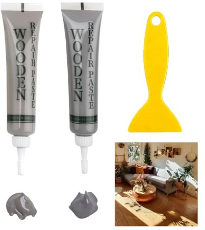 Set di riparazione per laminato e parquet 2 colori Kit di riparazione per legno per riparare graffi, crepe, scolorimenti per mobili in legno, pavimenti, porte e superfici di